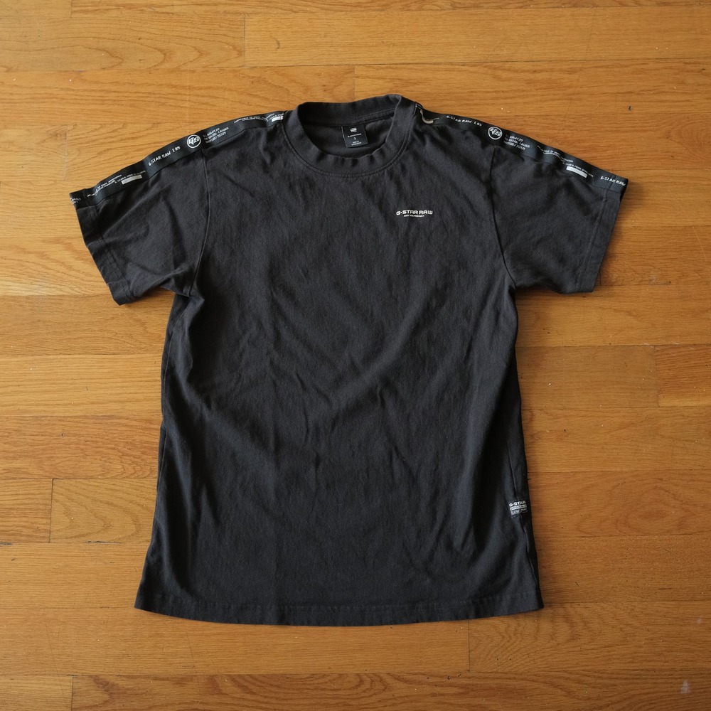 G-Star Raw T-Shirt Mens Black Logo Tape Streetwear Small Short Sleeve Tee